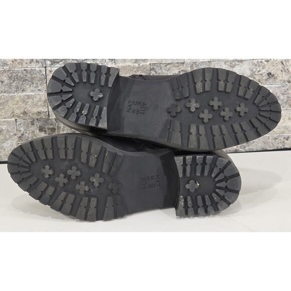 Naturalizer Tia Leather Ankle Boots Combat Moto Biker Lace-Up Black Womens 10M - Picture 6 of 13